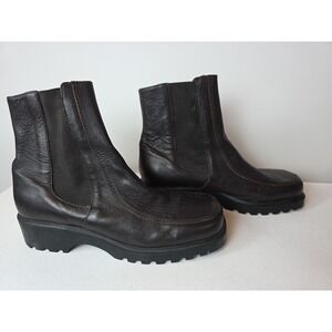 Vintage High Sierra Chunky Boots Womens Size 10 Brown Genuine Leather 90s